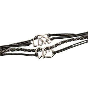 Infinity Love Hearts Faux Leather Multi-layered Bracelet